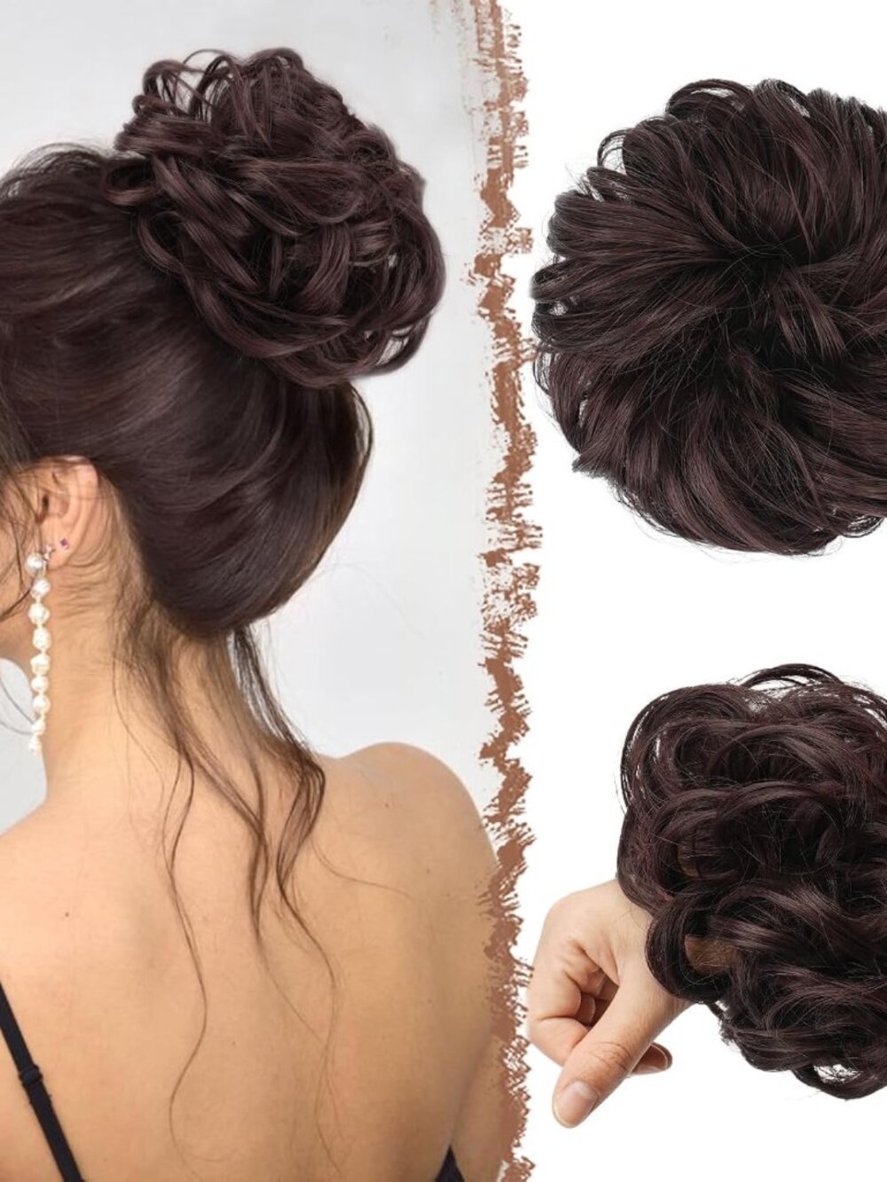Large Messy Bun Hair Piece - Wavy Synthetic Chignon Scrunchies Elastic Ponytail